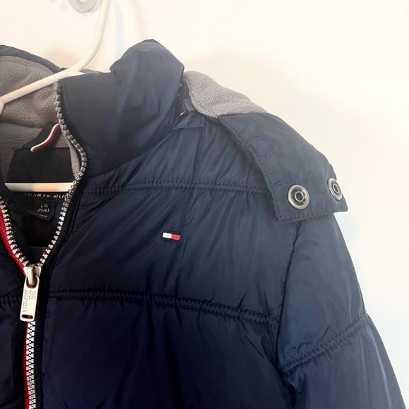 Tommy Hilfiger Navy Blue Long Sleeve Full Zip Hooded Puffer Jacket Size Large - Picture 2 of 6
